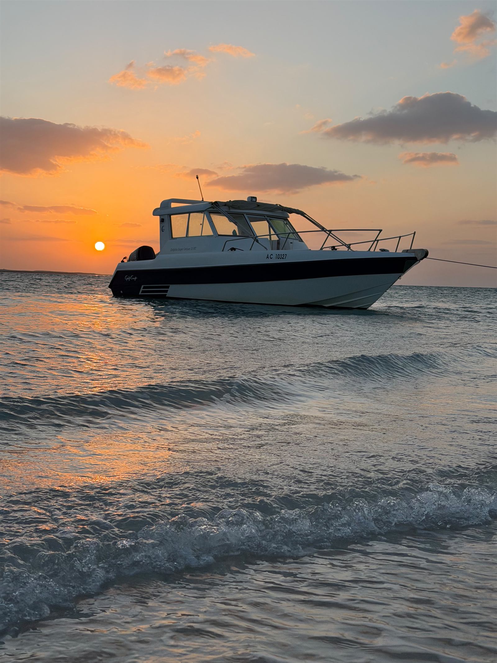 Big Boats yacht on the water in Abu Dhabi at sunset