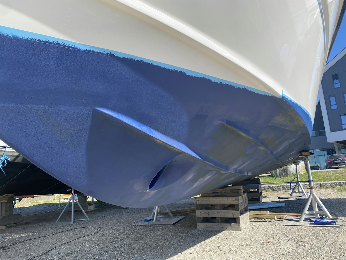 Boat hull out of the water for maintenance